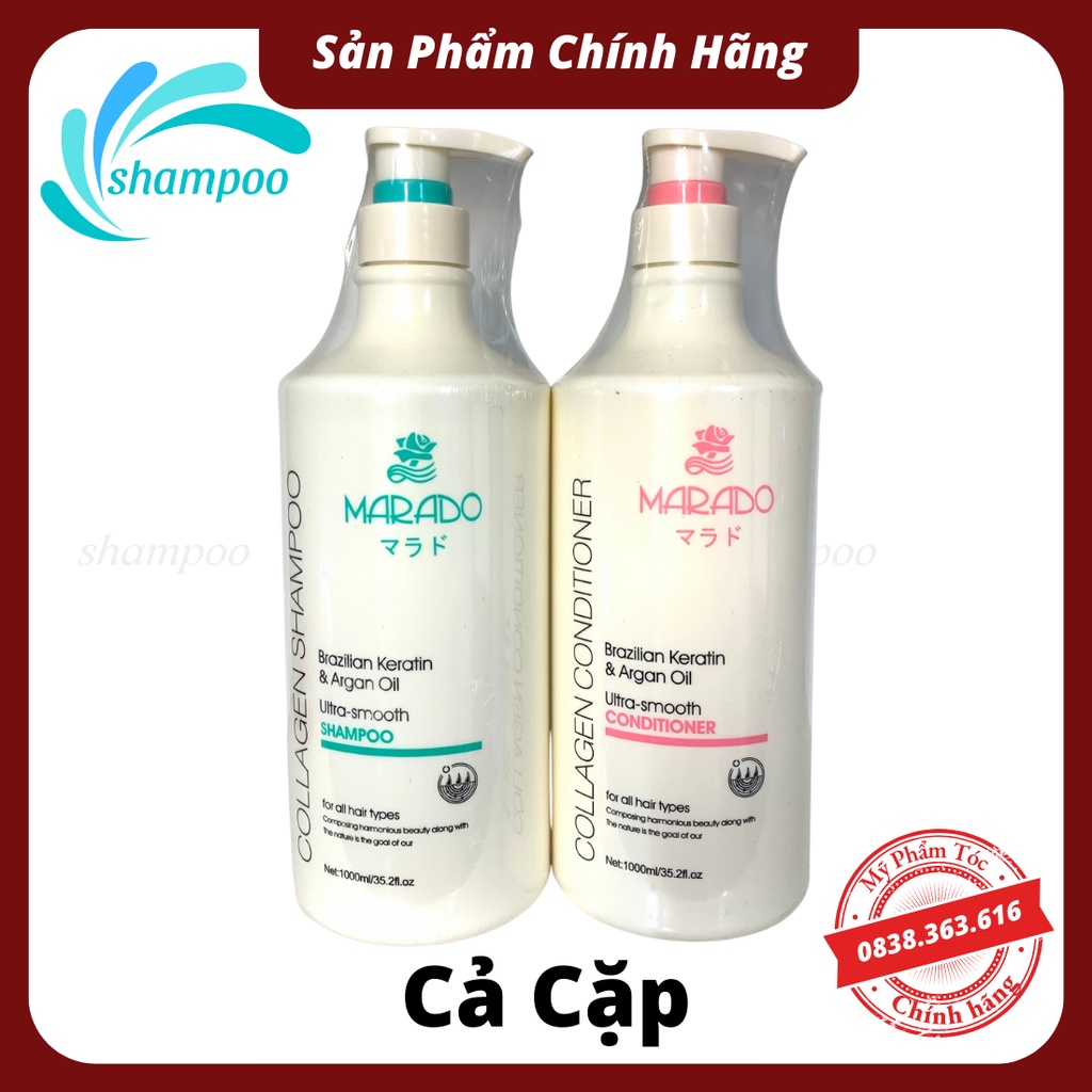 Cặp dầu gội xả MARADO collagen 1000ml chăm sóc phục hồi tóc chuyên sâu