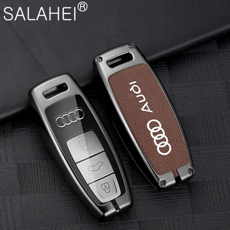 Vỏ Bọc Chìa Khóa Điều Khiển Từ Xa Bằng Da Và Hợp Kim Kẽm Cho Xe Hơi Audi A6 A7 A8 E-tron Q5 Q7 Q8 C8 D5