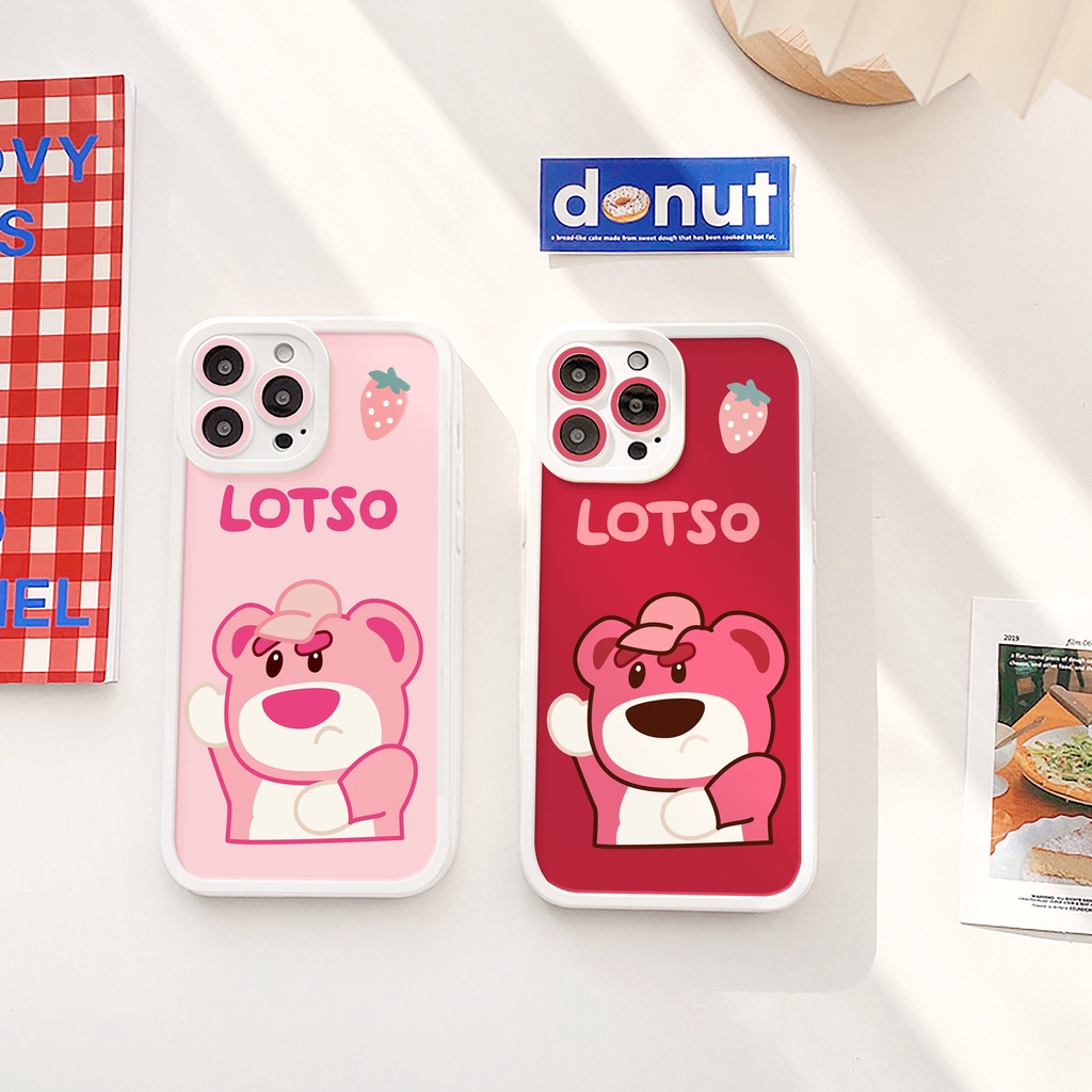 Ốp lưng iphone Gấu Lotso bóng cạnh vuông 6/6plus/6s/6splus/7/7plus/8/8plus/x/xs/11/12/13/14/pro/max/promax/plus