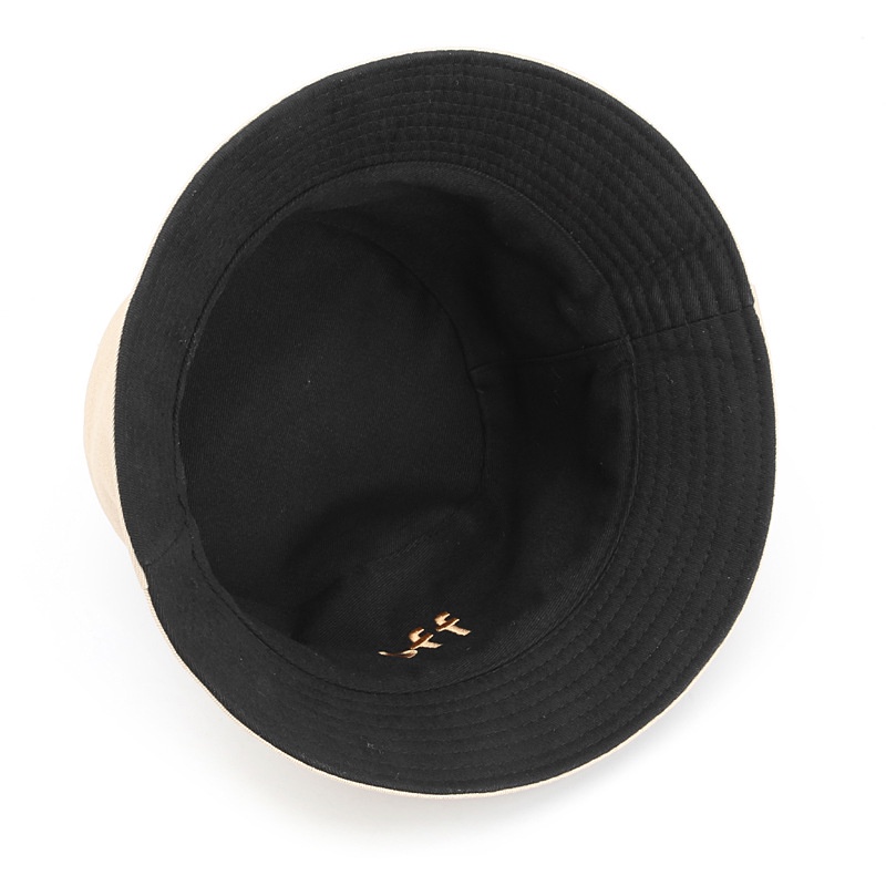 Mũ Bucket LINJW thêu chữ thiết kế hai mặt thời trang unisex