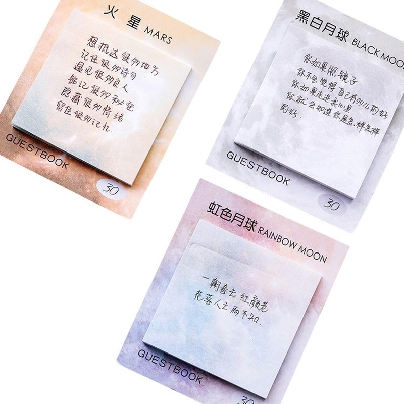 Bộ 30 Tờ Giấy Ghi Chú Hình Vuông Họa Tiết Hành Tinh Đẹp Mắt Có Thể Xé Và Dính Dầu Ghi Chú Và Thông Điệp N Times