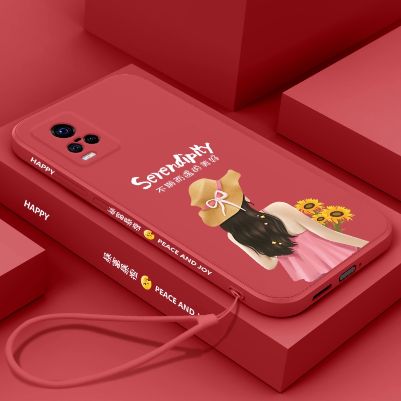 Ốp Điện Thoại Silicon Mềm Hình Nhân Vật Hoạt Hình Có Dây Đeo Cho vivo V23E 5G V21 5G V20 V20PRO V20SE