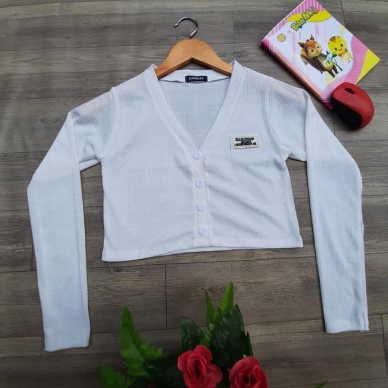 áo croptop tay dài đính cúc