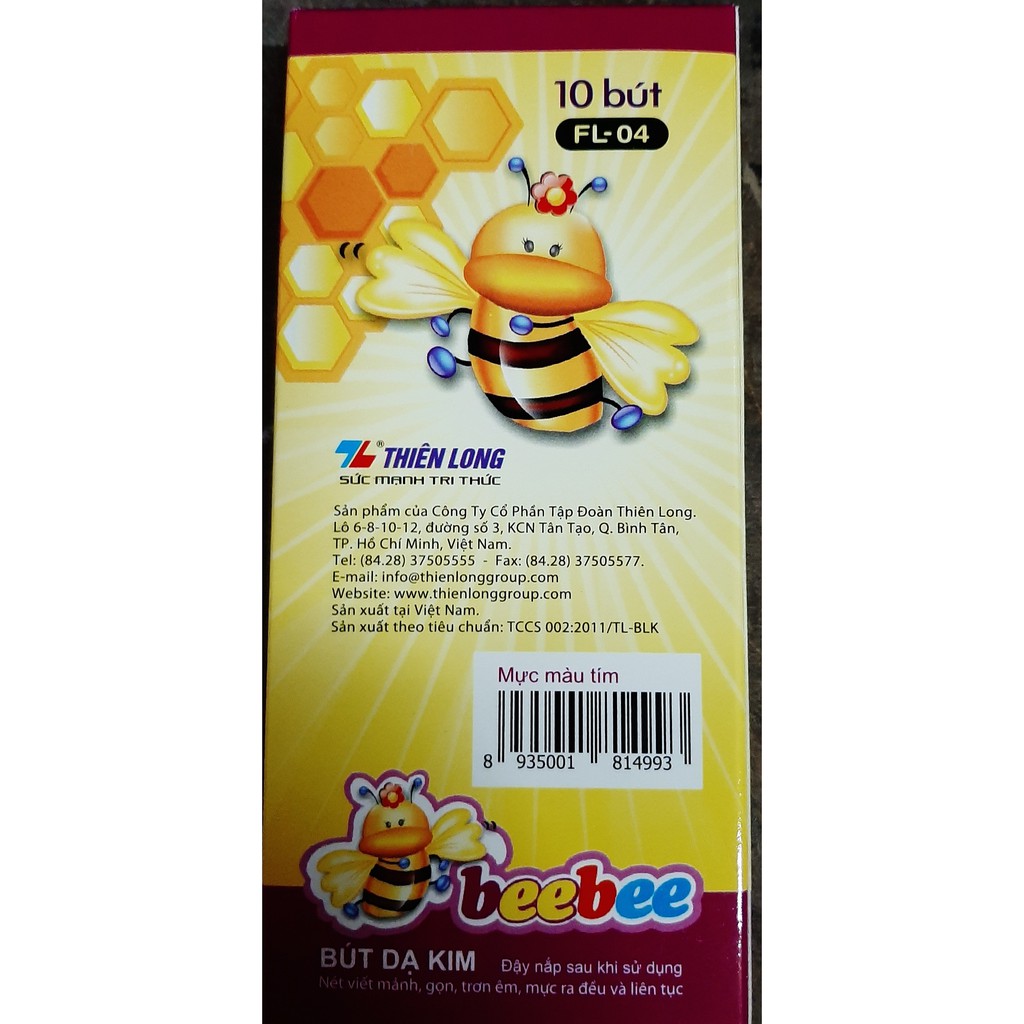 Hộp 10 cây bút dạ kim Thiên Long TL FL04 - Bút bee bee (Xanh- Tím) - ( Hàng Công ty)