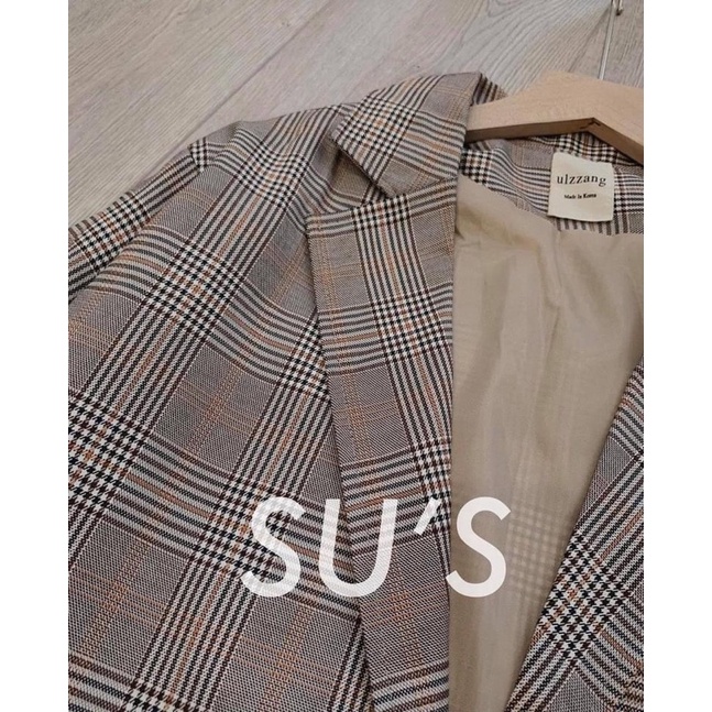 ÁO BLAZER KẺ VUÔNG NÂU 1 CÚC MỚI (Hàng 2 lớp có lót)