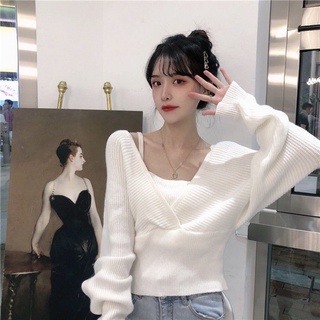 Áo len ulzzang cánh dơi trễ vai cách điệu phong cách Hàn Quốc