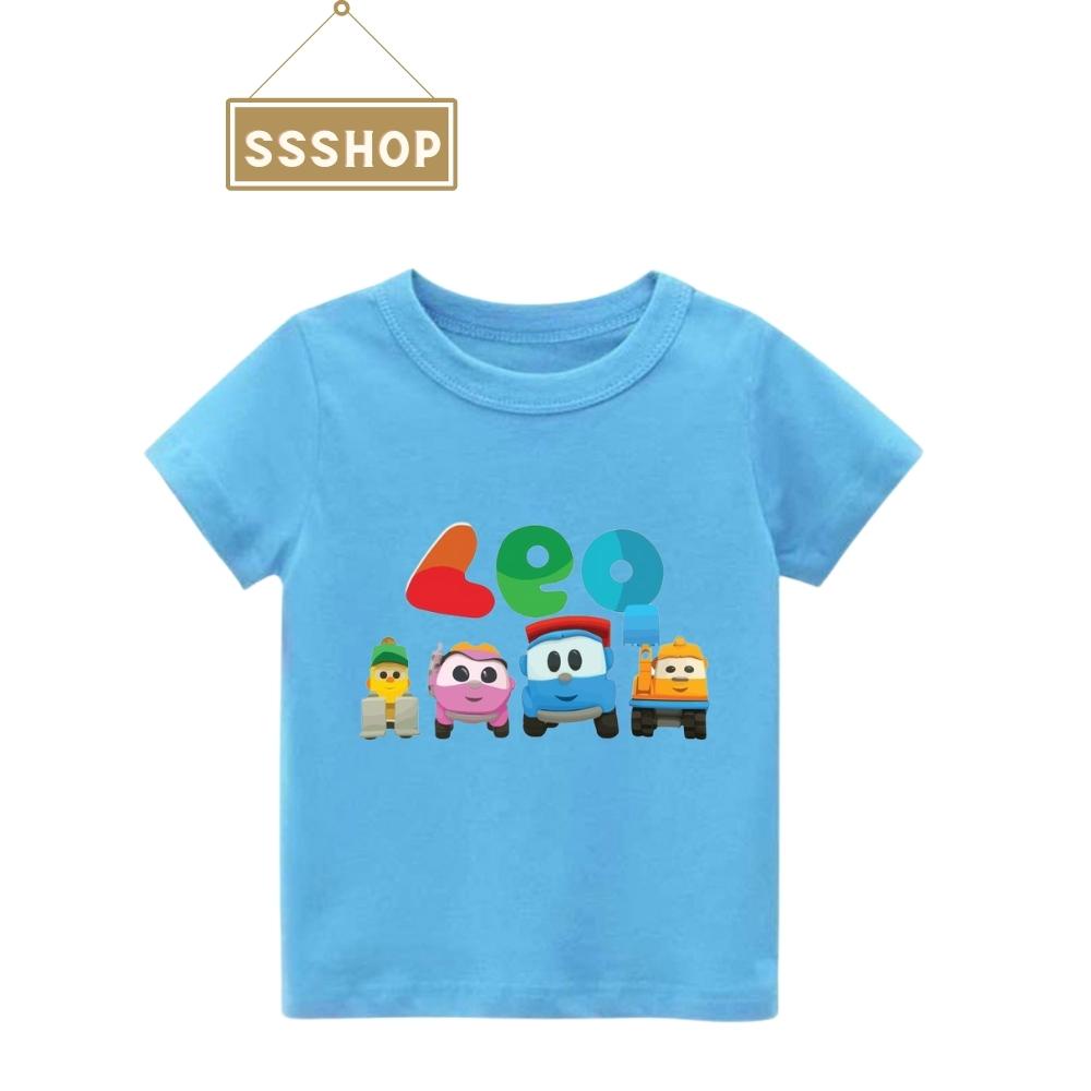 Áo thun trẻ em💖Áo cotton mát mịn họa tiết hoạt hình LEO THE TRUCK cho bé trai và bé gái💖Hình in sắc nét💖05