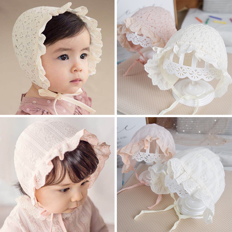 Nón Trùm Đầu Phối Ren Lưới Thời Trang Xuân Hè Xinh Xắn Cho Bé Gái