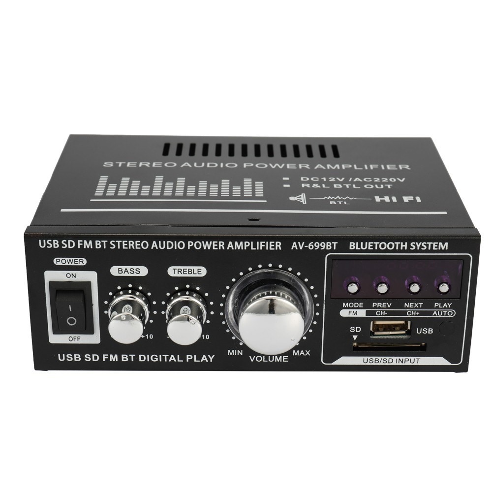 Bluetooth Stereo Audio Amplifier Car Home HiFi Music USB FM SD Karaoke 220V