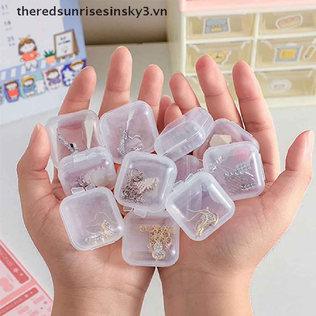 Set 10 Hộp Nhựa Vuông Trong Suốt Đựng Trang Sức