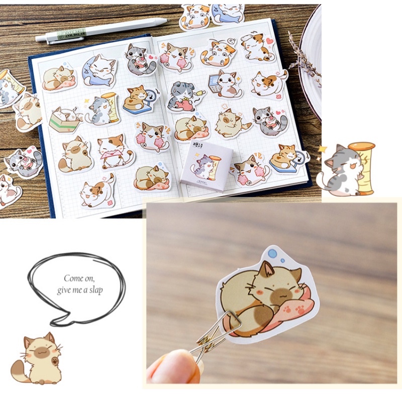 Set 45 Miếng Dán Hình Động Vật Dễ Thương Dùng Trang Trí Sổ Tay DIY
