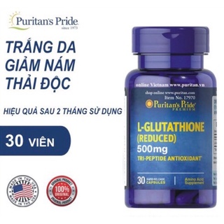 Viên uống làm trắng da, giảm nám, thải độc l- glutathione 500mg puritan's pride 30viên