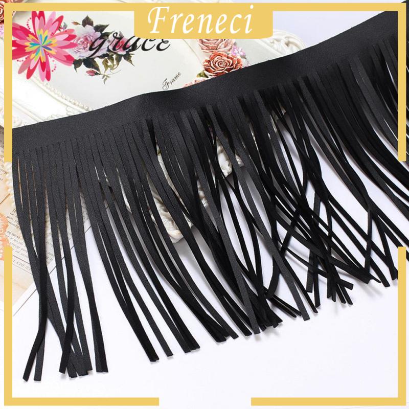 Dải Dây Tua Rua Màu Đen Giả Da 1 Yard Dùng Trang Trí Quần Áo DIY