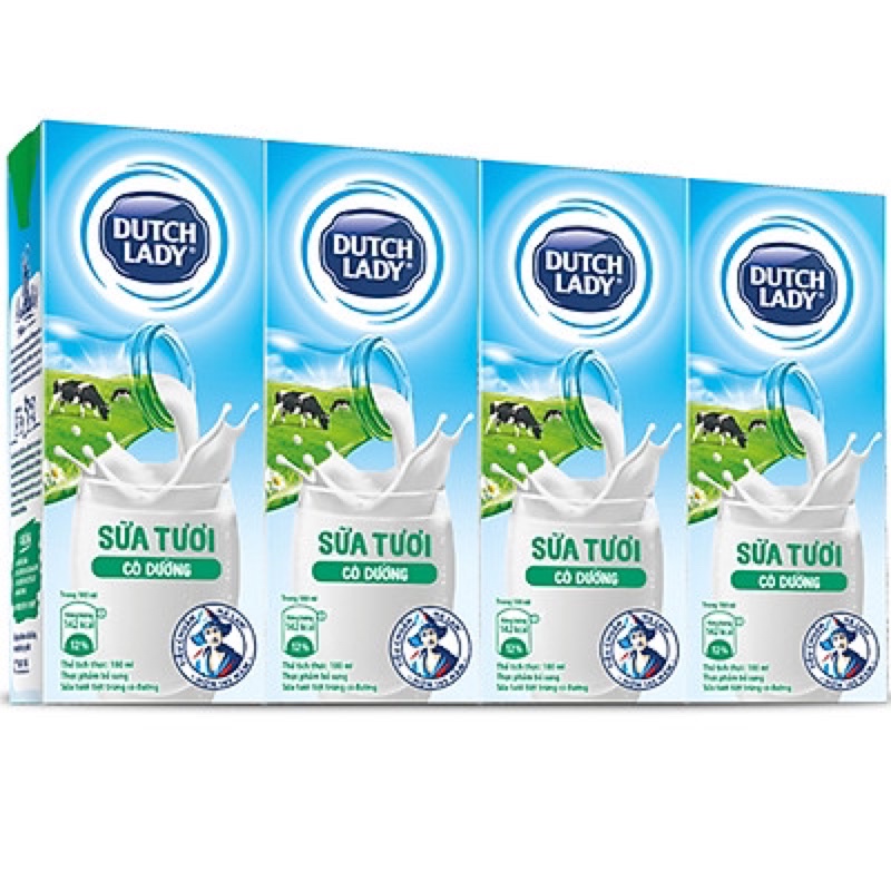 Sữa cô gái Hà Lan tươi tiệt trùng180ml date mới vỉ 4 hộp