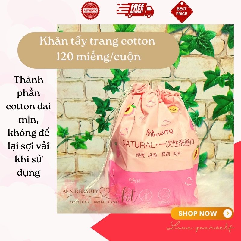 Combo 3 khăn tẩy trang, lau mặt đa năng trái đào ANIMERRY với thành phần cotton đảm bảo vệ sinh da sạch