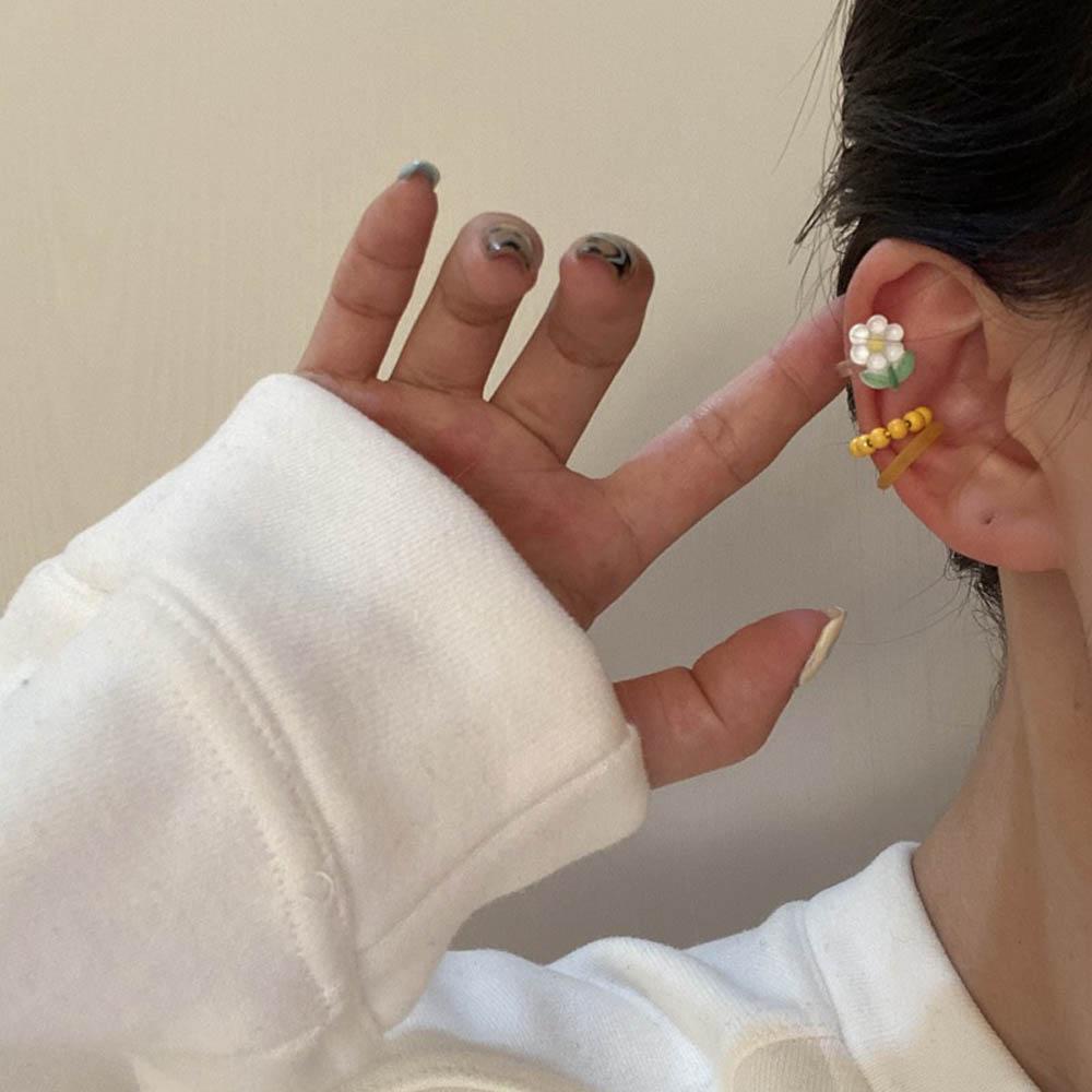 MOCHO Bộ Khuyên Tai Dạng Kẹp Đính Hạt Acrylic Harajuku Mùa Hè Cho Nữ