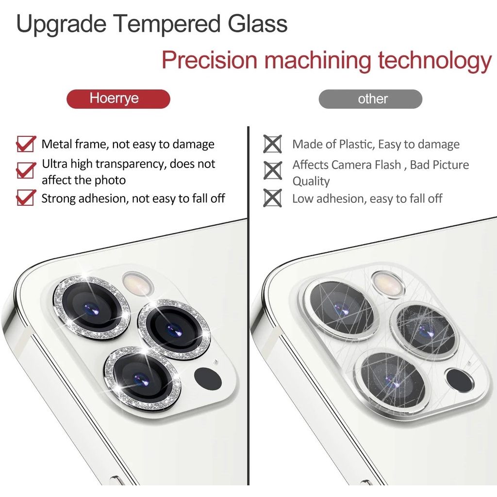 Miếng dán đính đá bảo vệ ống kính camera cho iPhone 13 Pro Max / 11 Pro / 12 Pro Max / 13 Mini