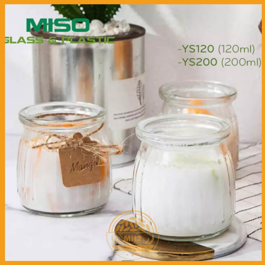 Hủ Thủy Tinh Trong MISO có sọc kèm nắp dung tích 120ml/150ml làm sữa chua thơm ngon bổ dưỡng cho gia đình Mh2 Store