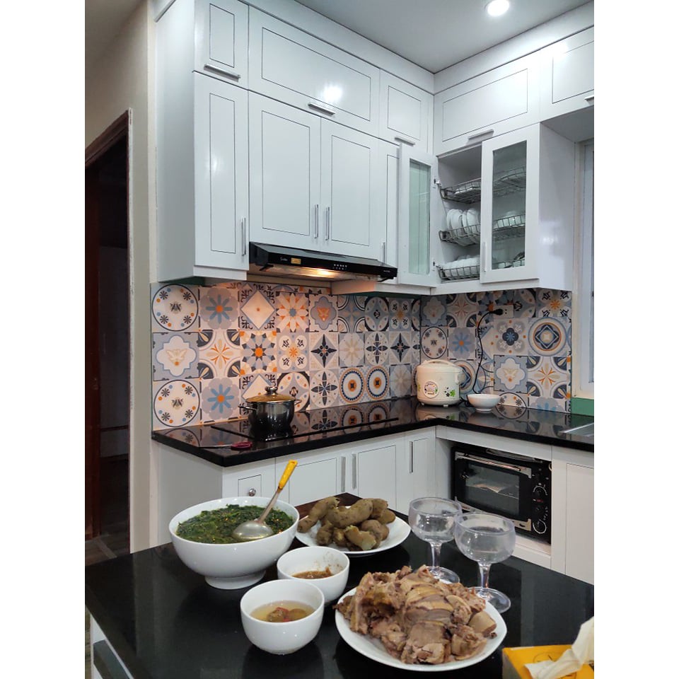 Set 60 ô Decal Gạch Bông 20x20 - Decal Dán Tường, Dán Bếp, Trang trí nhà cửa, không thấm nước, lau chùi dễ dàng