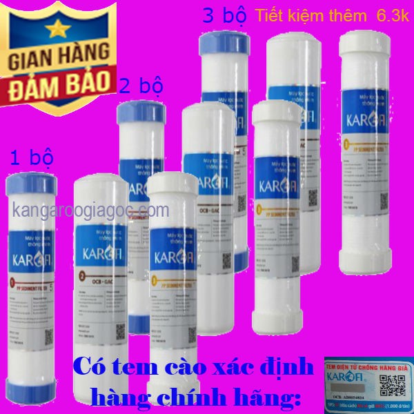 [GIÁ HỦY DIỆT] 03 - Ba bộ Lõi Lọc Nước RO 1,2,3 KAROFI Chính Hãng | GIÁ TỐT DÀNH CHO ĐẠI LÝ