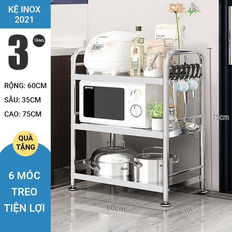 [𝗕𝗮̉𝗼 𝗵𝗮̀𝗻𝗵 36 𝘁𝗵𝗮́𝗻𝗴] Giá kệ Inox 304 VANDO để đồ đang năng, lò vi sóng, nồi cơm điện, để gia vị, đồ dùng nhà bếp