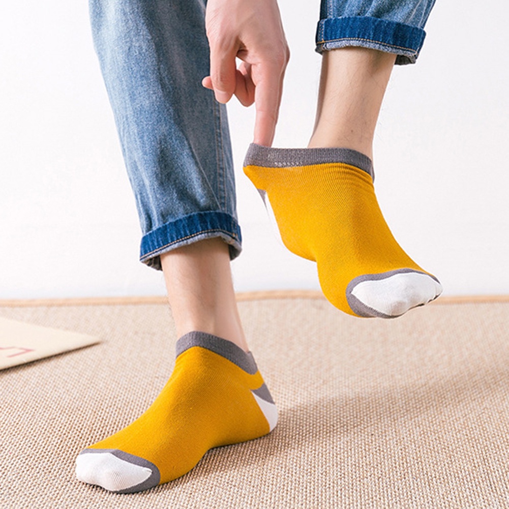 Set 5 đôi vớ cotton kết hợp màu sắc/ màu trơn/ nâng gót trẻ trung thời trang dành cho nam