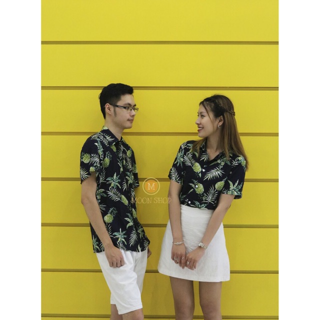 Áo Sơ Mi Họa Tiết Dứa ( ảnh thật )
