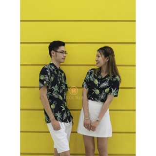 Áo sơ mi họa tiết dứa
