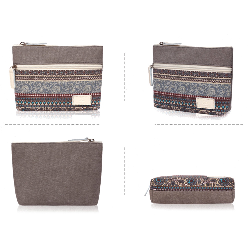Ví Cầm Tay Bằng Vải Canvas Có Khóa Kéo Phong Cách Vintage Dành Cho Nữ