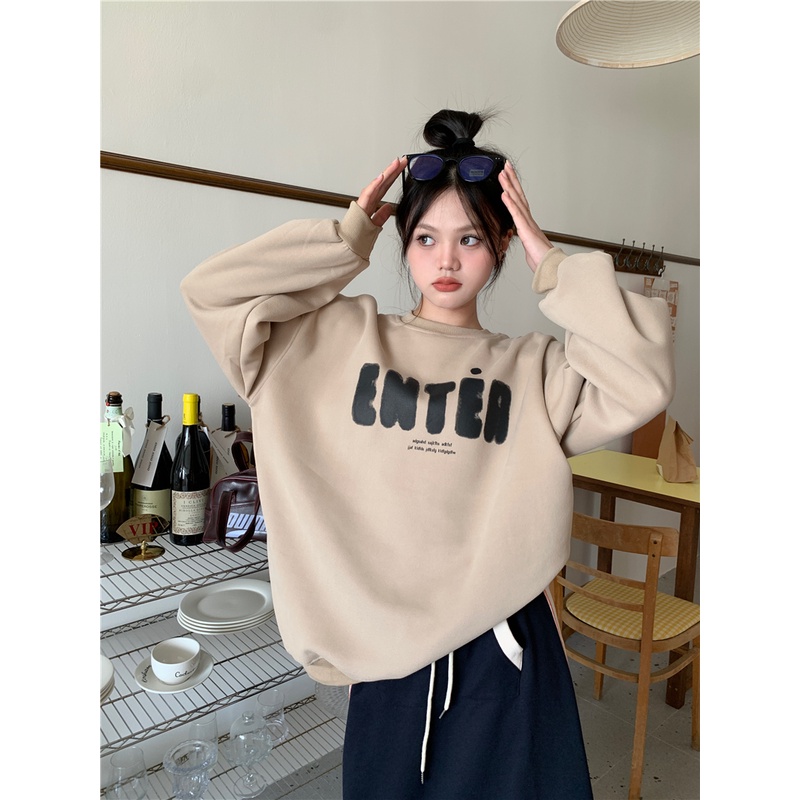 Áo Nỉ Nữ Dài Tay Cổ Tròn Form Rộng Màu Sắc Đa Dạng Thời Trang