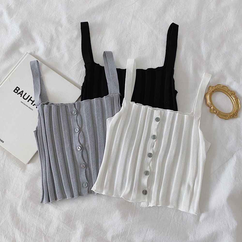 Áo Dệt Kim Hai Dây Ôm Dáng Thời Trang Mùa Hè Cho Nữ