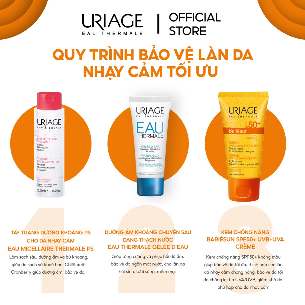 Kem chống nắng không màu URIAGE BARIÉSUN SPF50+ UVB+UVA CRÈME 50ml