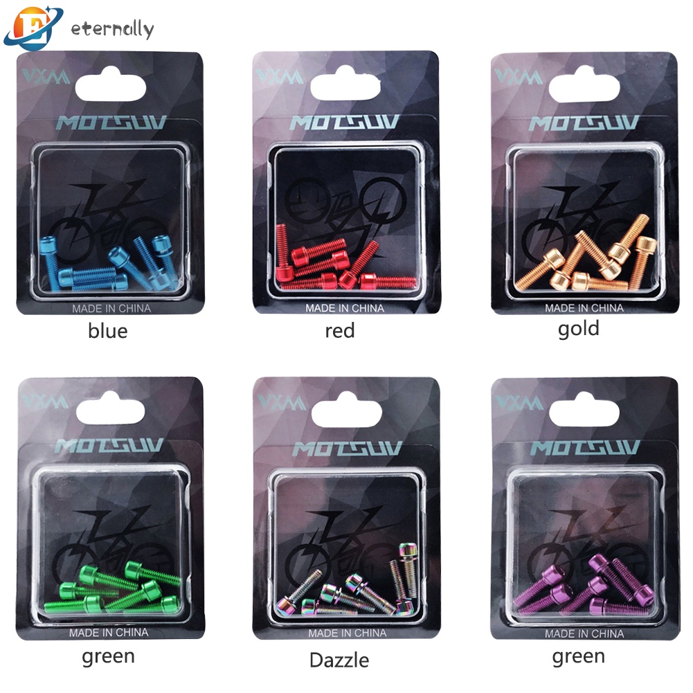 Bộ 6 ốc vít bằng titan M5x18mm kèm vòng đệm cho xe đạp