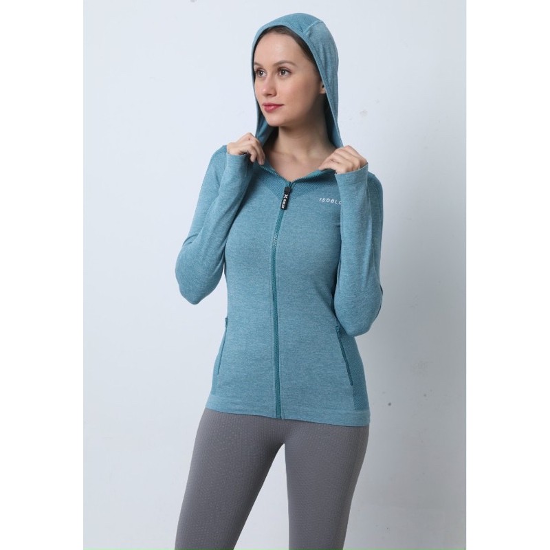 ÁO KHOÁC NỮ DỆT GÂN CÓ TÚI GYM,THỂ THAO,YOGA isoblox