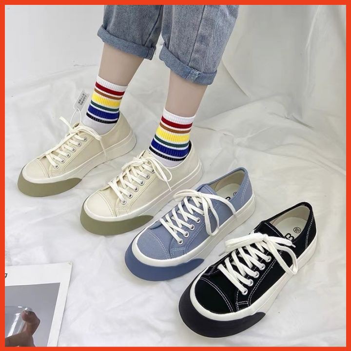 Giày Thể Thao Mẫu Mới Viền Màu Cho Bạn Nữ, Giày Vải Thời Trang Đế Cao Đi Học, Đi Chơi Siêu Đẹp | BigBuy360 - bigbuy360.vn
