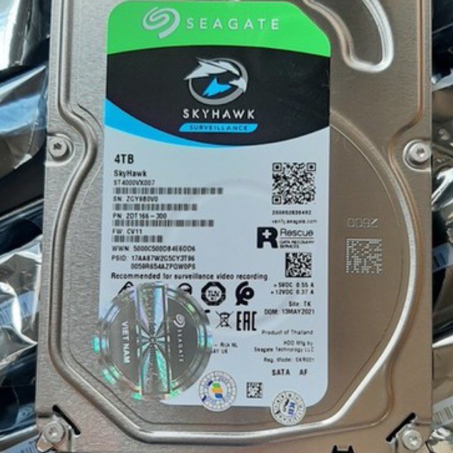 Ổ cứng Seagate Skyhawk 4TB 3.5'' ST4000VX007 Hàng chính hãng