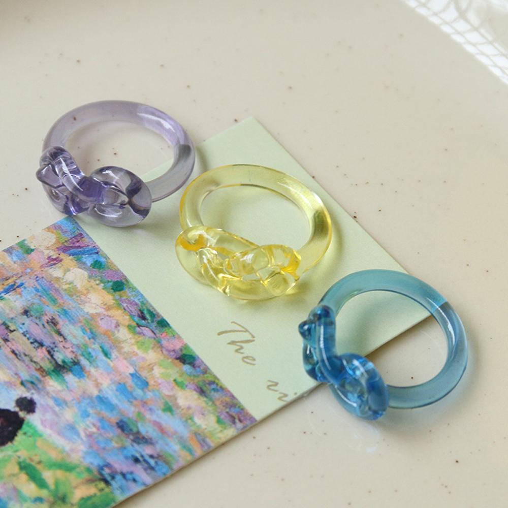Nhẫn Nhựa Acrylic Trong Suốt Họa Tiết Hoa Thời Trang Cho Nữ