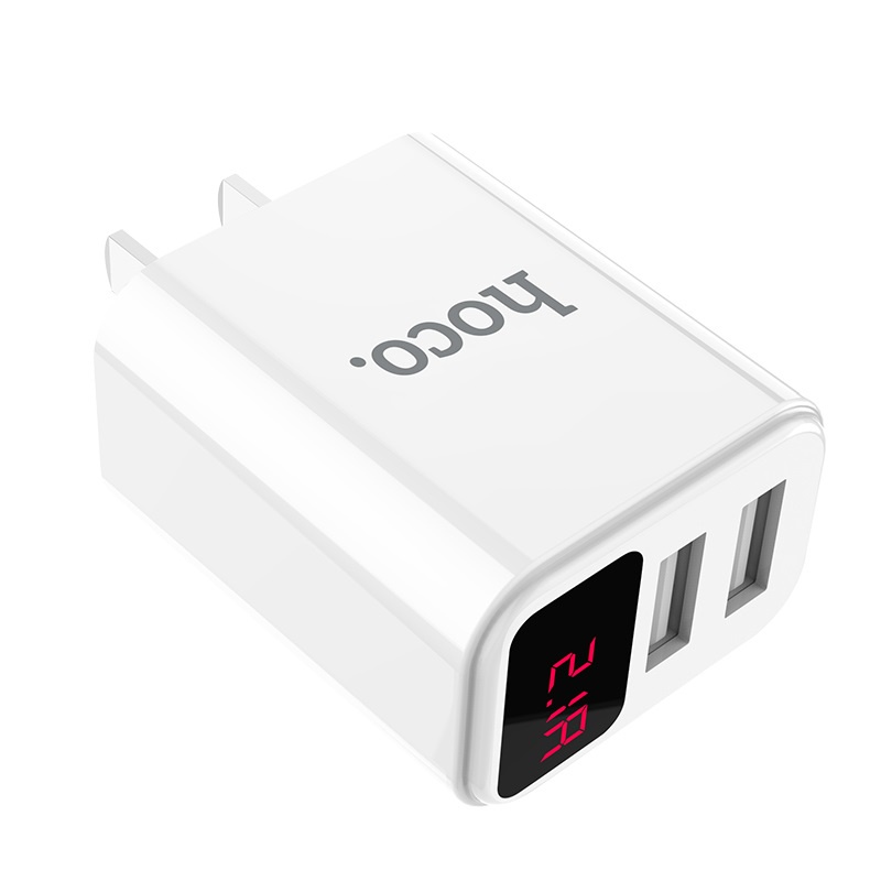 Củ sạc 2 cổng Hoco có màn hình hiển thị led dùng cho các dòng điện thoại .. hocomall