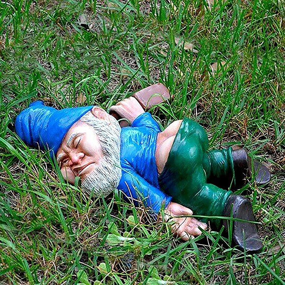 ❤LANSEL❤ Resin Figurine Gnomes Statue Patio Weather Resistant Funny Drunk Dwarf Sculpture Ornaments Yard For Outdoor Decor Lawn Home Decor/Multicolor