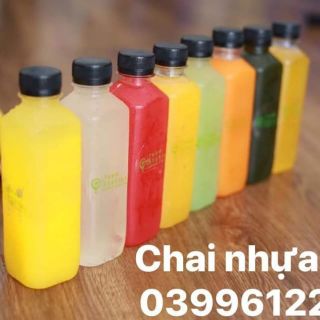 Chai nhựa vuông nắp đen 350ml
