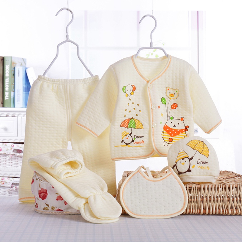 quần áo phù hợp cho quần áo sơ sinh mới sinh mũ mũ trẻ em yếm 5 cái mới biết đi quần áo cotton bộ AKKU