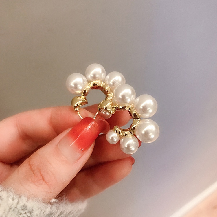 Khuyên Tai Hợp Kim Đính Ngọc Trai Duyên Dáng Sang Trọng Phong Cách Hàn Quốc Cho Bạn Gái