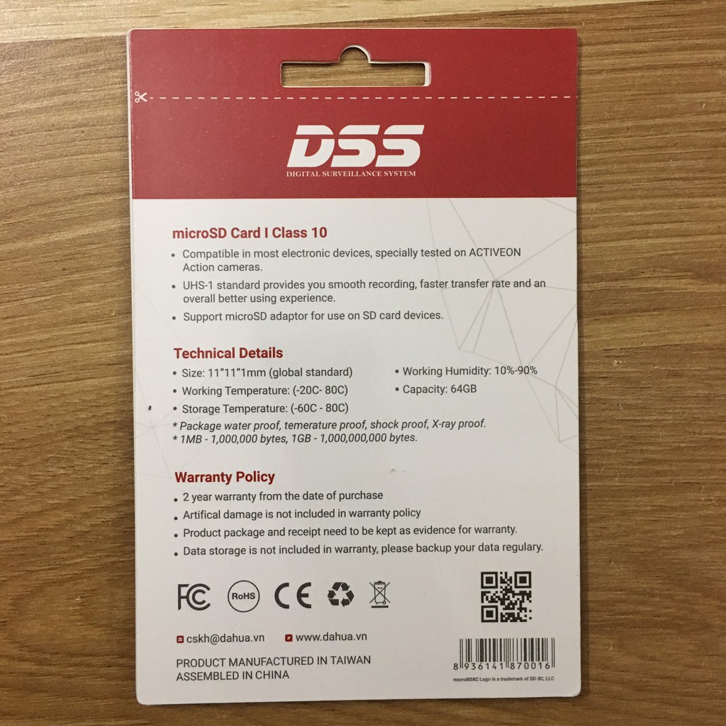 Thẻ Nhớ Micro SD 64G DSS Class 10 Up To 80Mb/s - Hàng Chính Hãng, BẢO HÀNH 2 NĂM | BigBuy360 - bigbuy360.vn
