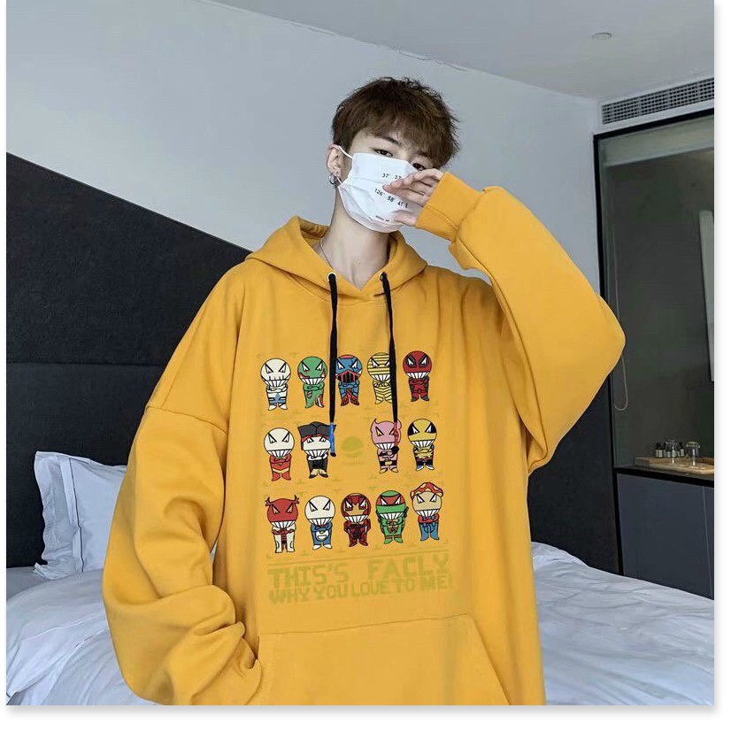 ÁO KHOÁC HOODIE FORM RỘNG IN HÌNH 15 CHÚ MẶT QUỶ NGỘ NGHĨNH XÌ TIN