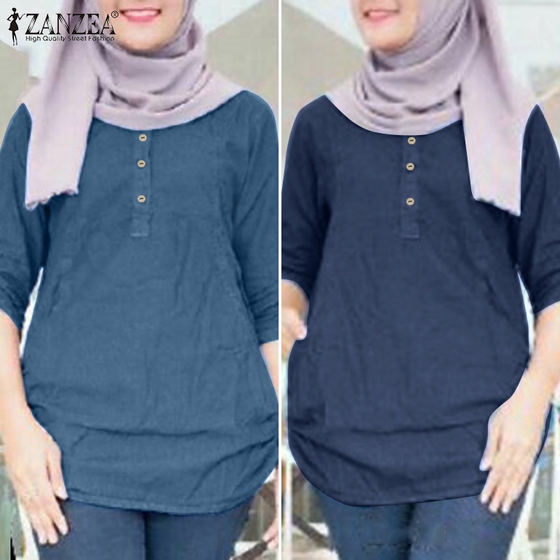 Zanzea Áo Sơ Mi Tay Lửng Màu Trơn Thời Trang Dành Cho Nữ