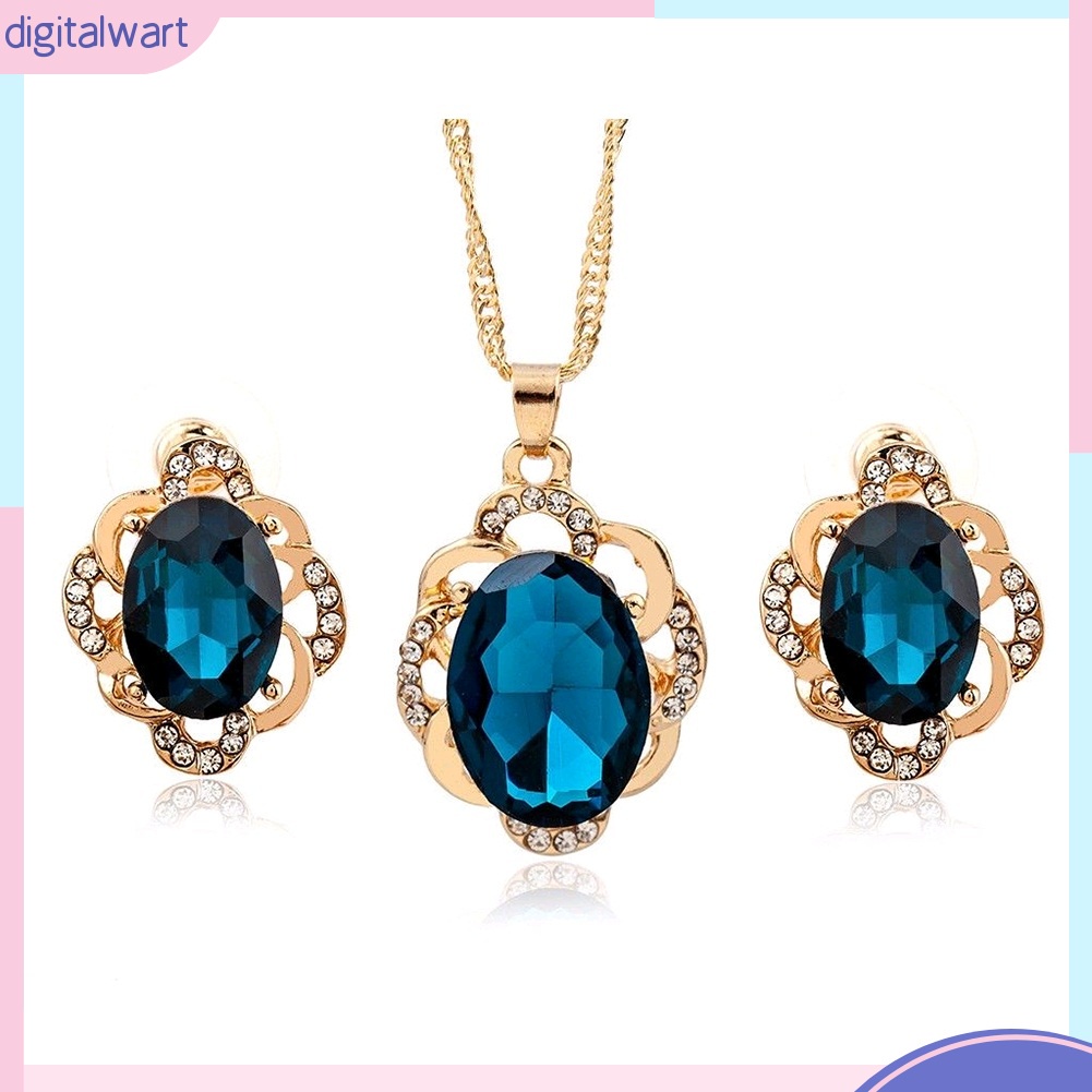 Bộ dây chuyền và bông tai đính đá thiết kế sang trọng dành cho nữ