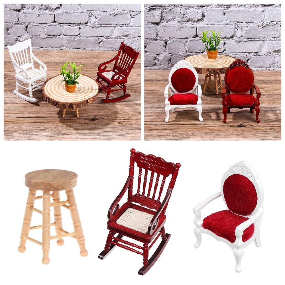 Mô Hình Ghế Gỗ Mini Tỉ Lệ 1: 12 Trang Trí Nhà Búp Bê