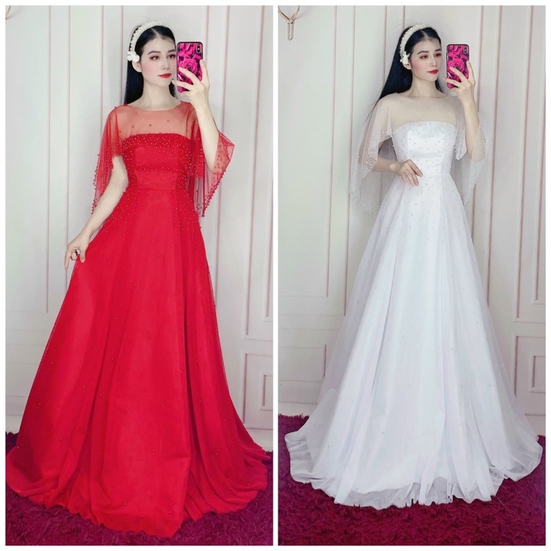 ĐẦM  2 IN1 LƯỚI XOÈ ĐÍNH HẠT KÈM CHOÀNG FULL SIZE S /m/L /XL