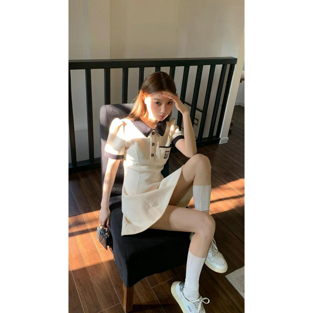 Đầm polo Ngắn Tay Phong Cách Preppy Thời Trang Mùa Hè 63339