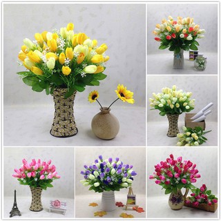 Bó Hoa Tulip Giả 1 Bó 15 Bông Hoa Nhìn Như Thật, Hoa Trang Trí Nội Thất, Vườn, Tiệc Cưới